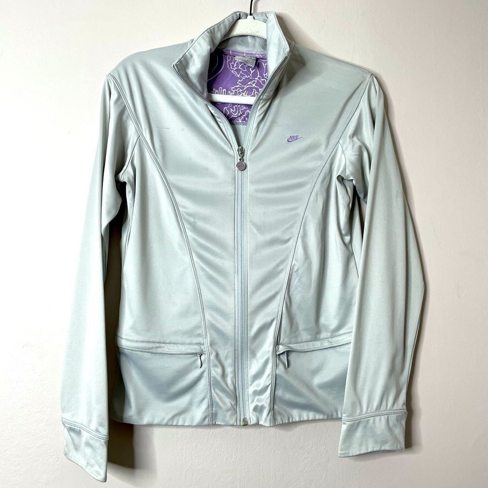 Nike Y2K silver stretch‎ full zip track jacket
